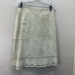 SCULLY Marsha Wright VTG Suede Leather Skirt Western Ranch Wear Nude Beige SZ L